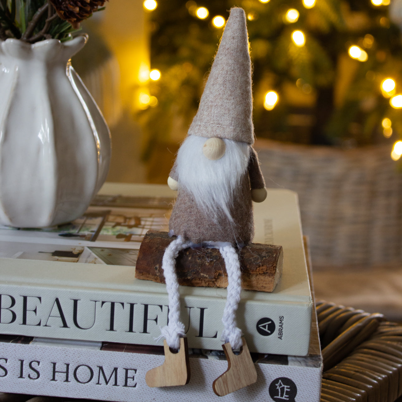 Sitting Wooden Gonk With Hat