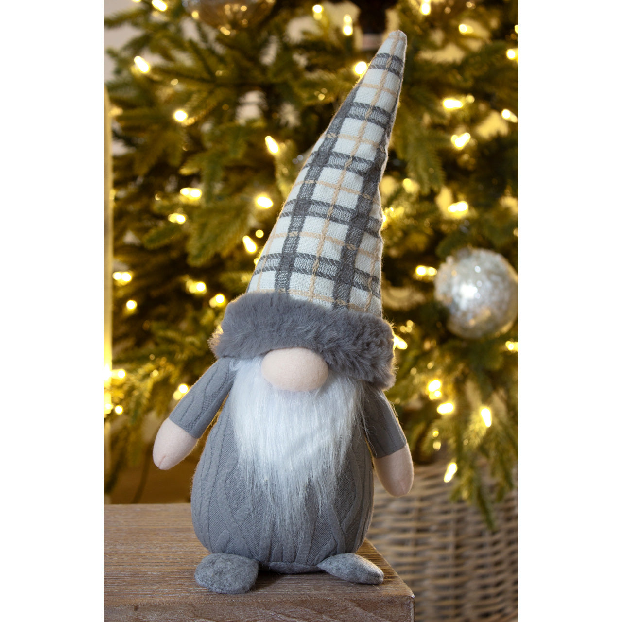 Grey Standing Gonk With Tartan Hat