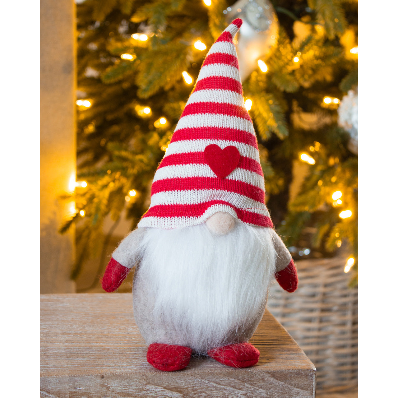 Red & White Stripped Fabric Nordic Santa