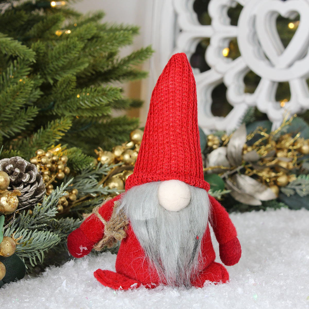 Red & Grey Plush Santa - Small