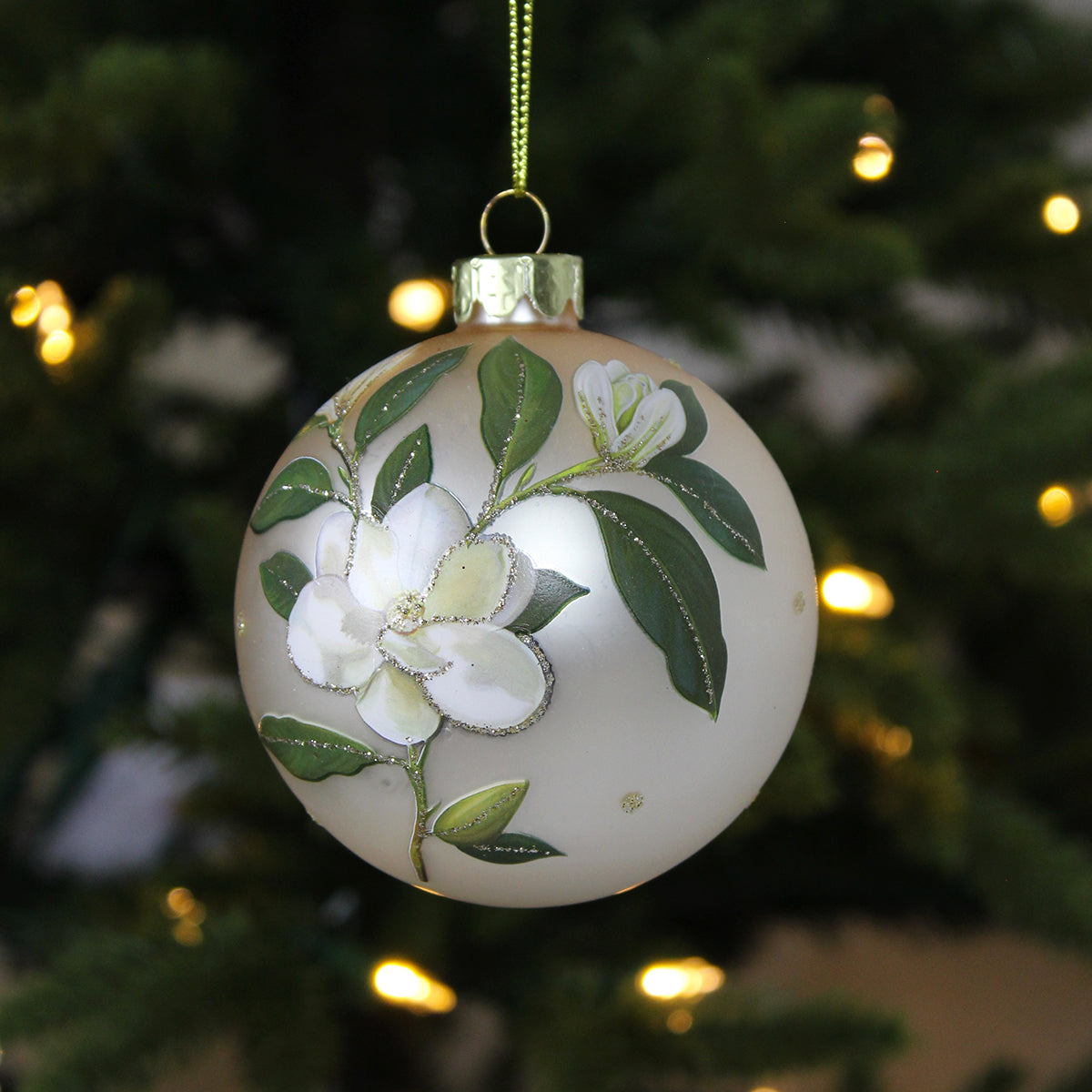 Matt Cream Magnolia Glass Bauble