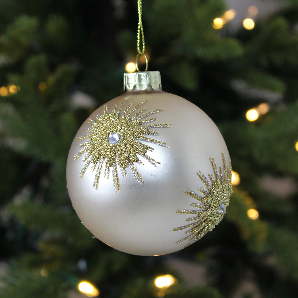 Gold Bead Starburst Glass Bauble