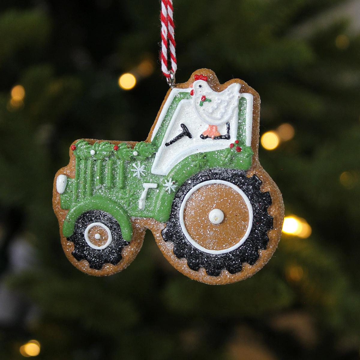 Gingerbread Tractor Resin Decoration