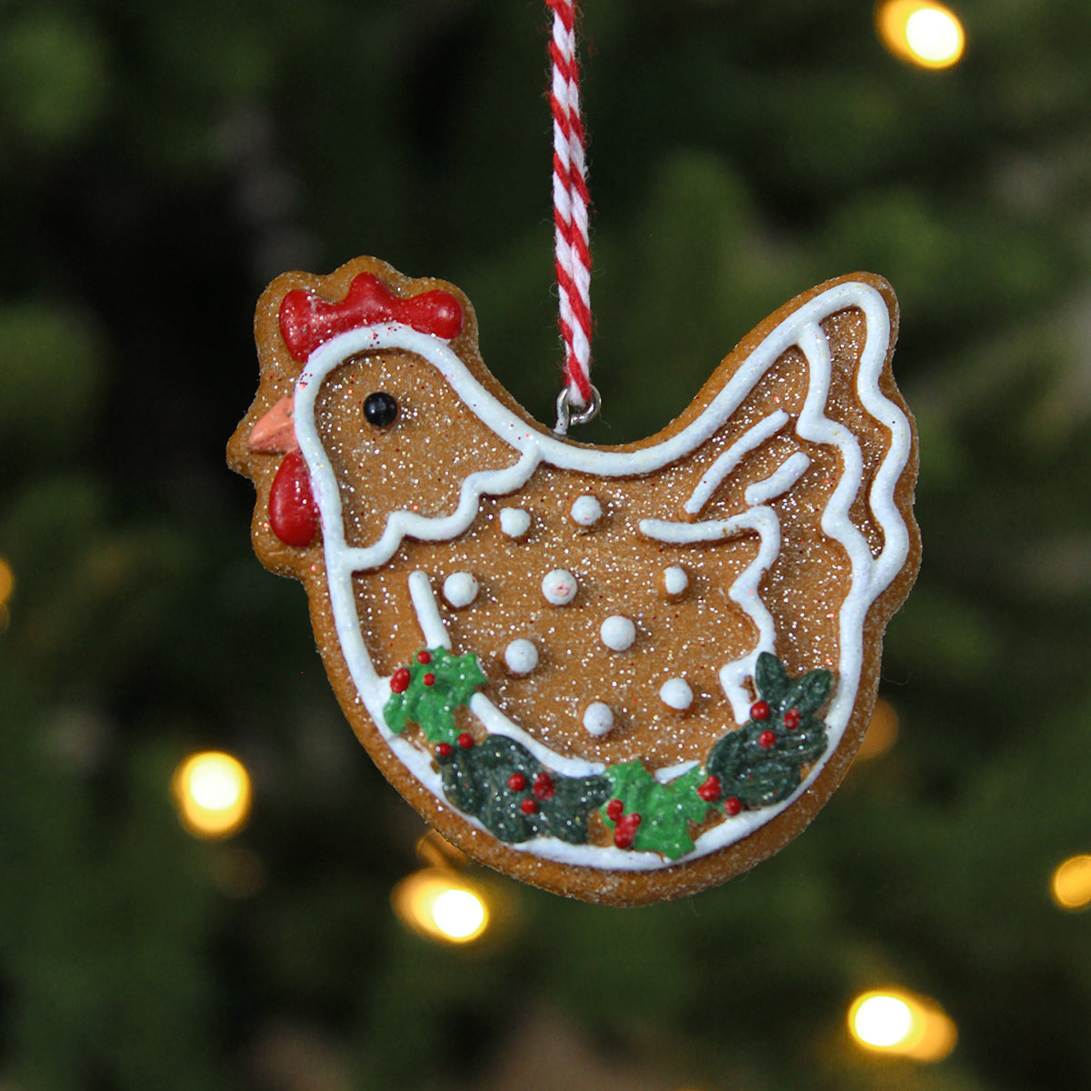 Resin Gingerbread Hen Decorations