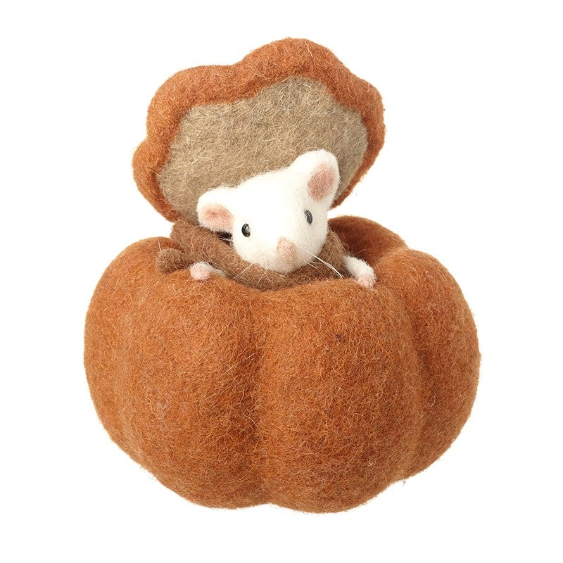 Felt Mouse in Pumpkin