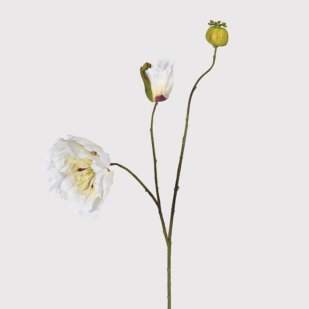 Faux White Poppy Spray