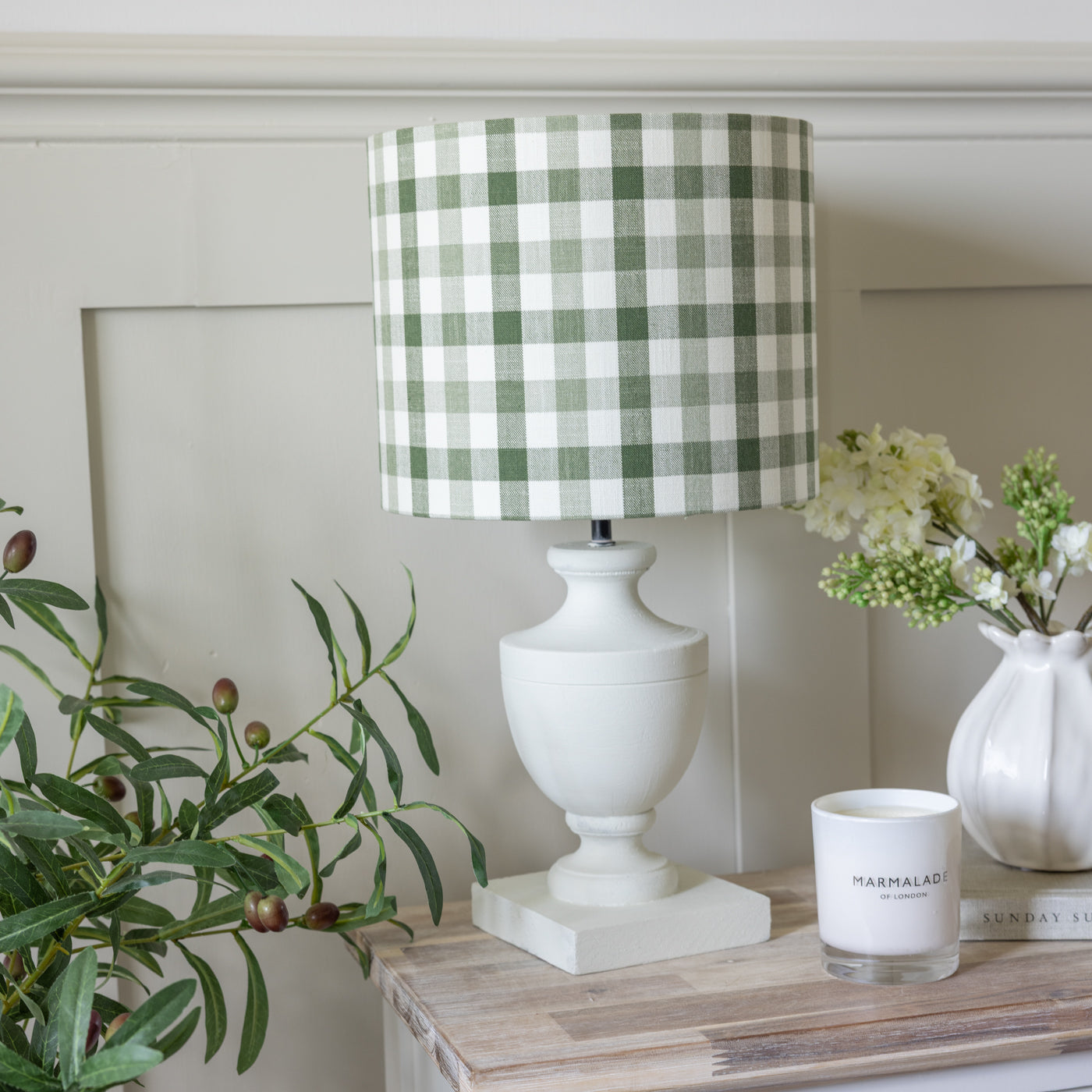 Audley Ivy Dark Green Gingham Lampshade