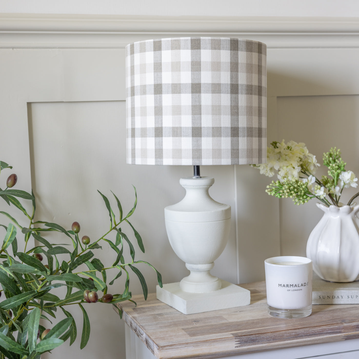 Audley Linen Beige Gingham Lamshade