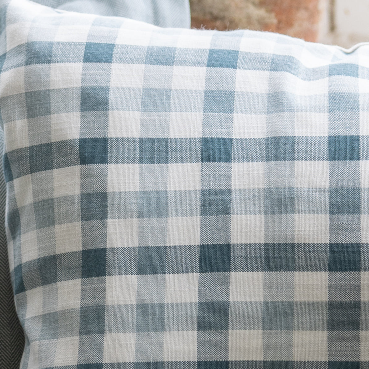 Audley Adriatic Blue Gingham Cushion