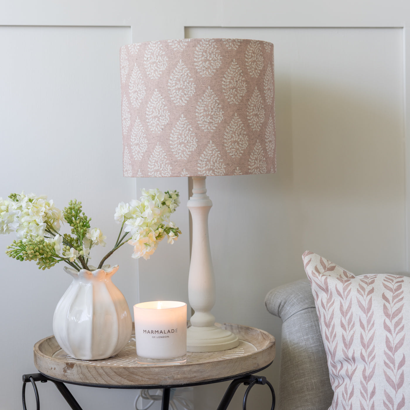 Bagru Blush Drum Lampshade