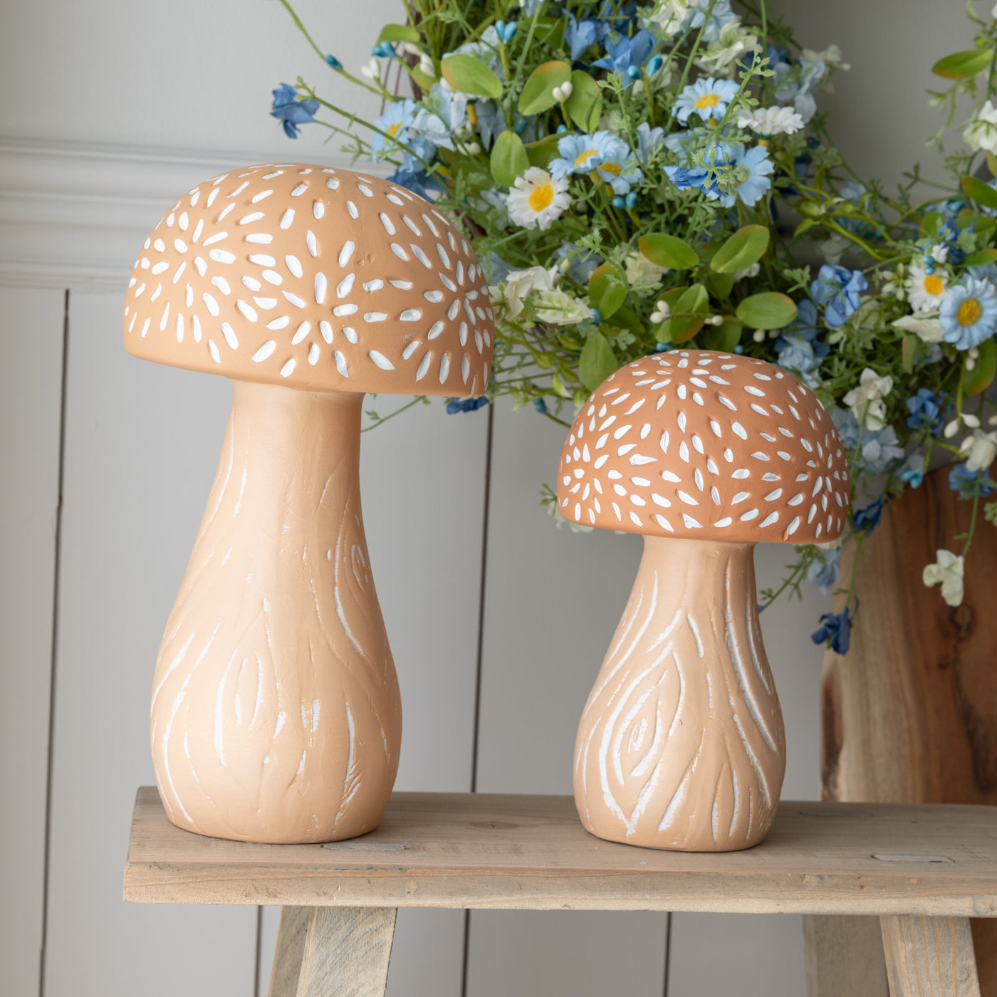 Rustic Mushroom With Speckles Large Clay Ornament