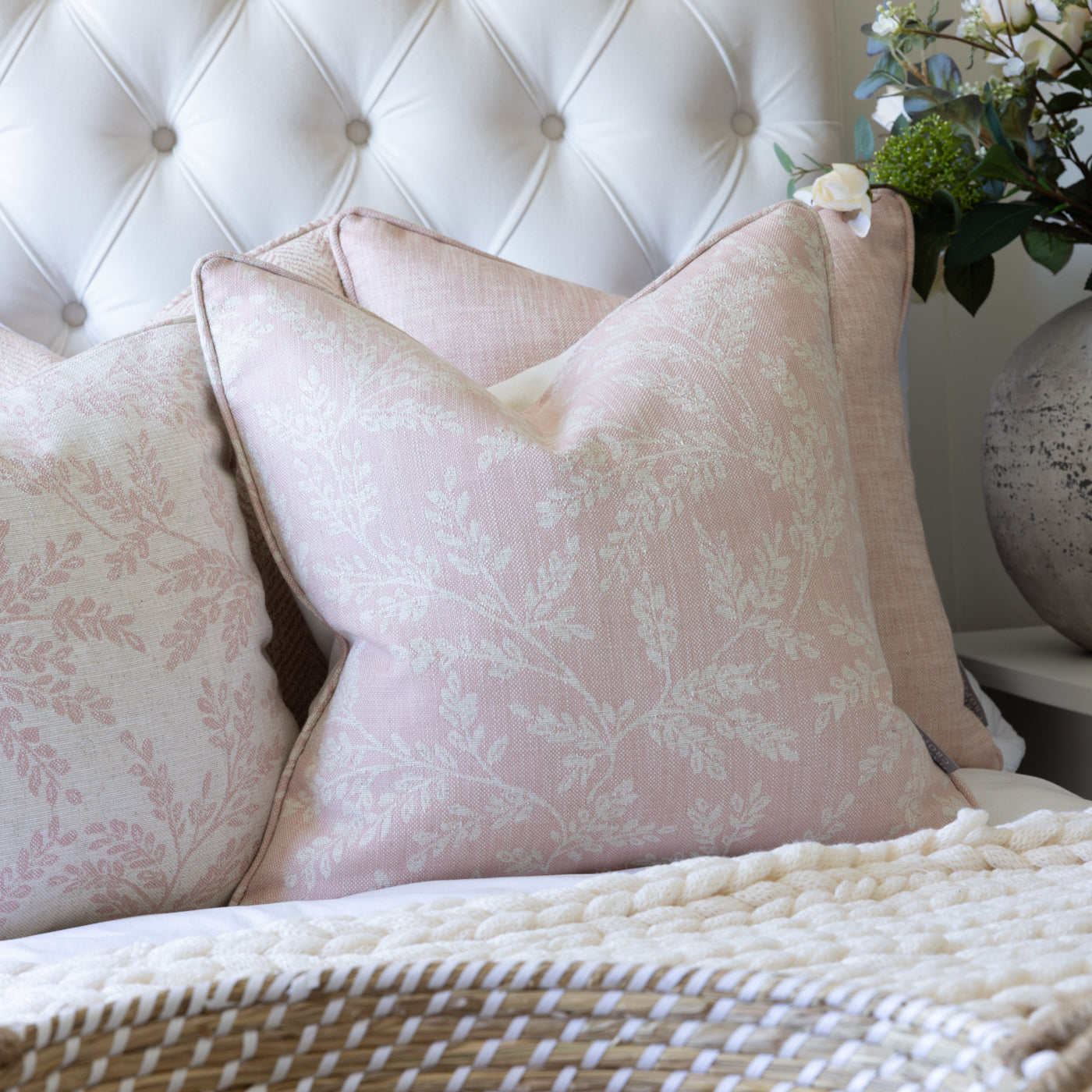 Ferndown Blush & Ivory Floral Print Cushion