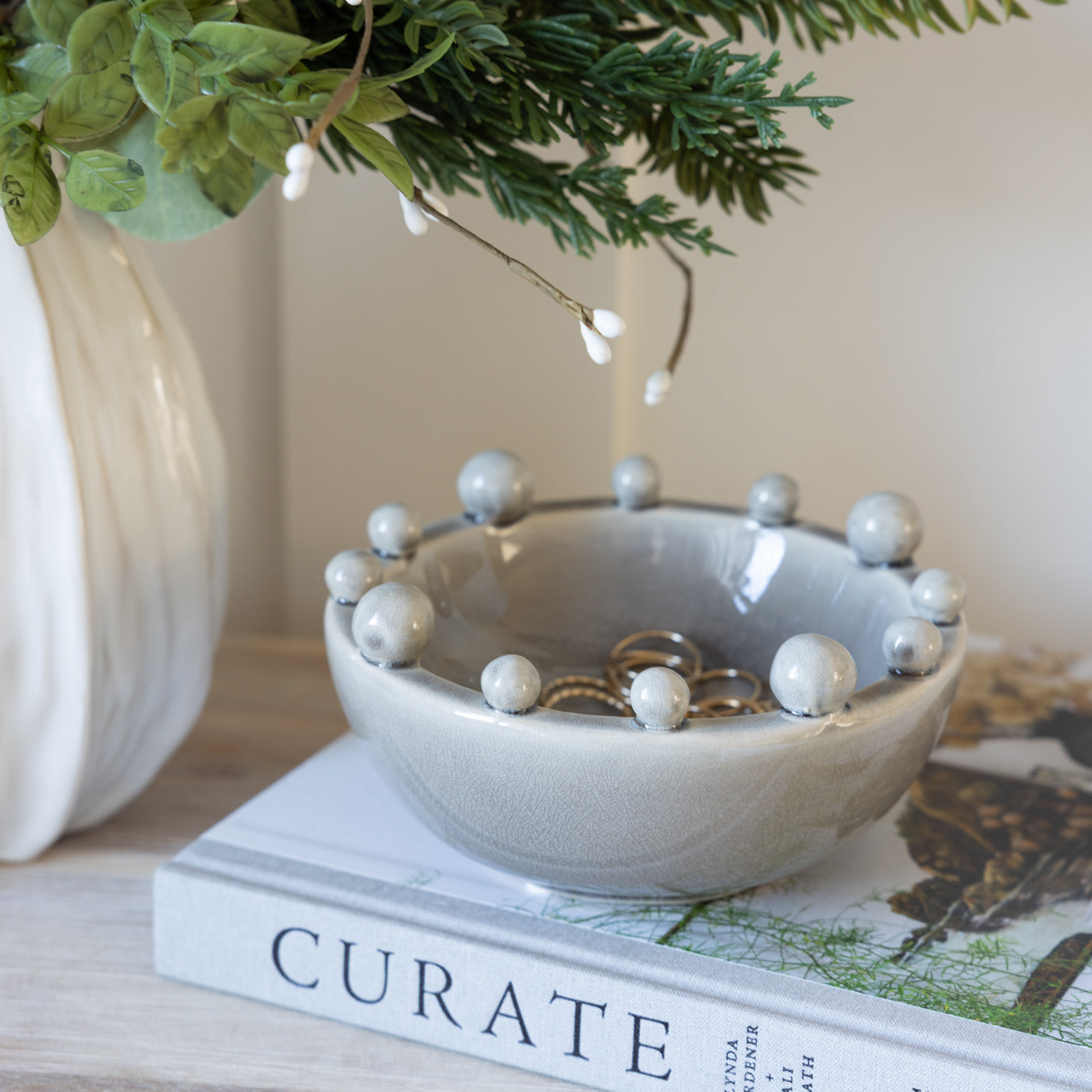 Bobble Edged Grey Trinket Bowl