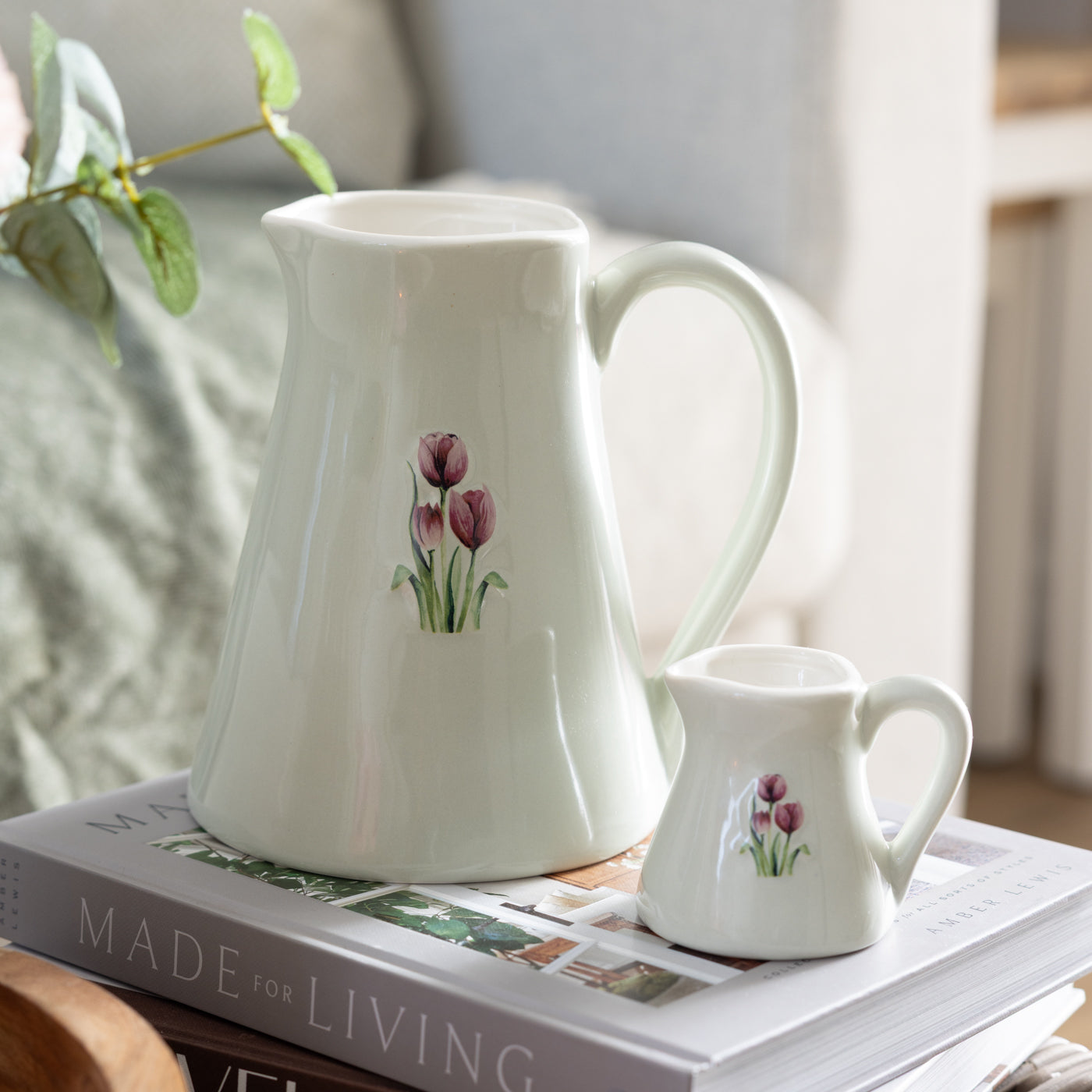 Tulips Embossed Stoneware Large Jug