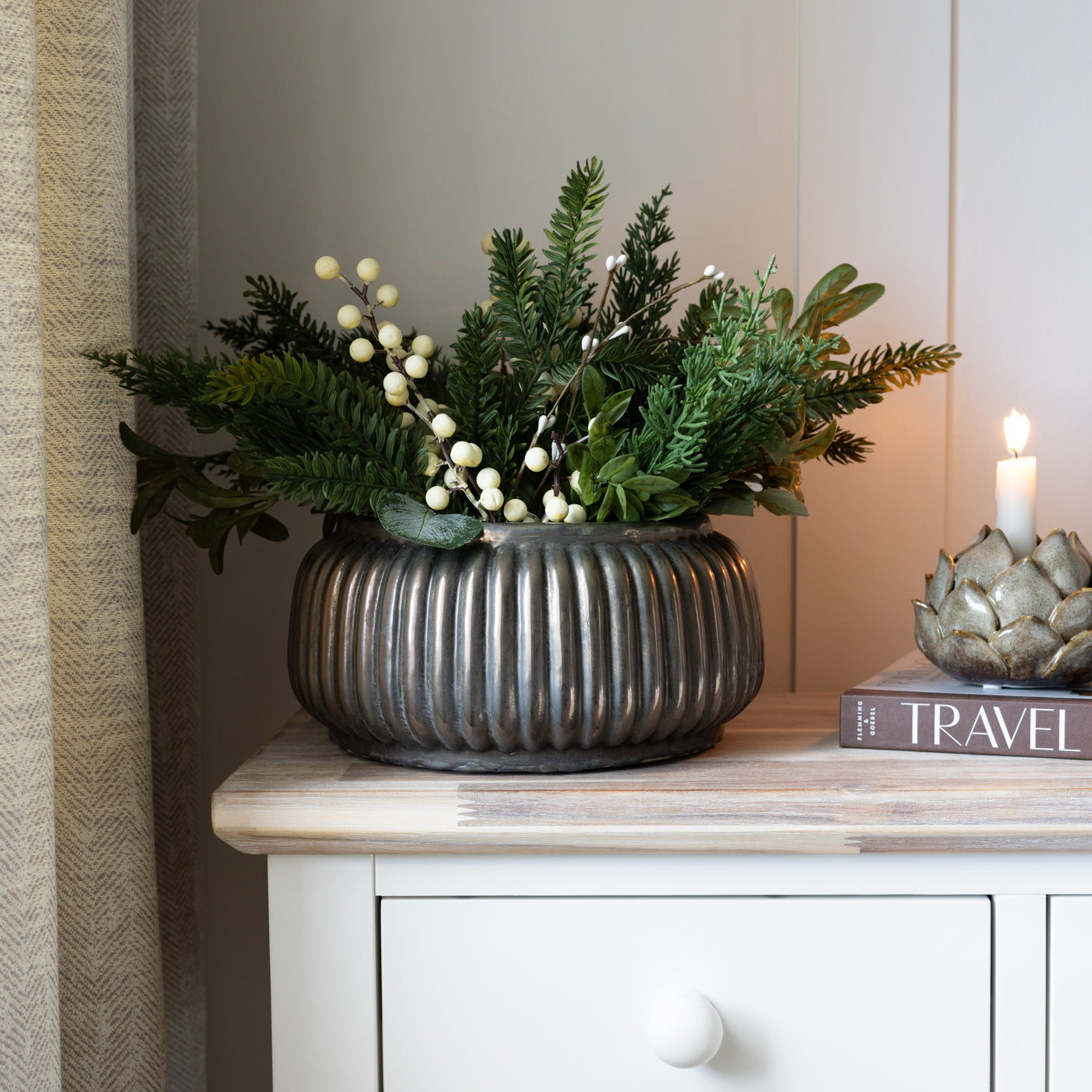 Bronze Ceramic Ribbed Planter