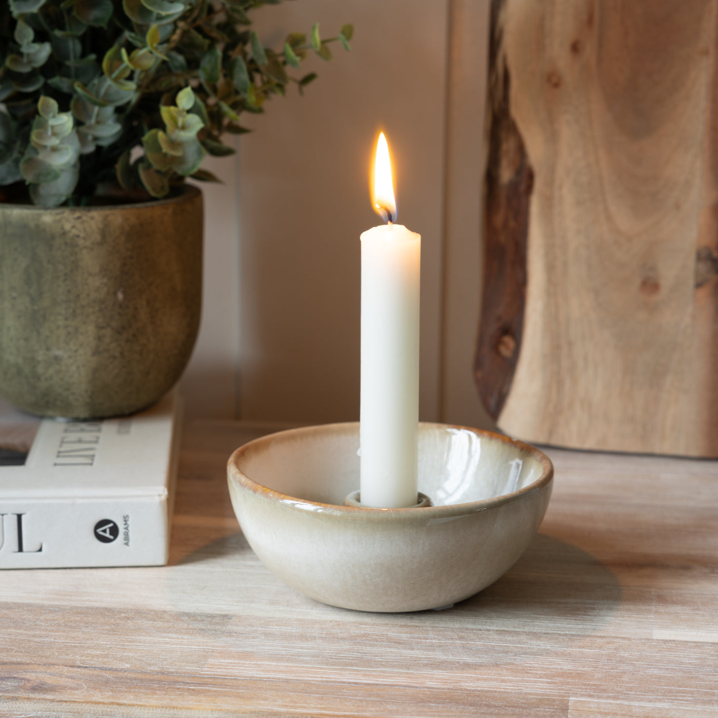 Alvy White Melange Candleholder