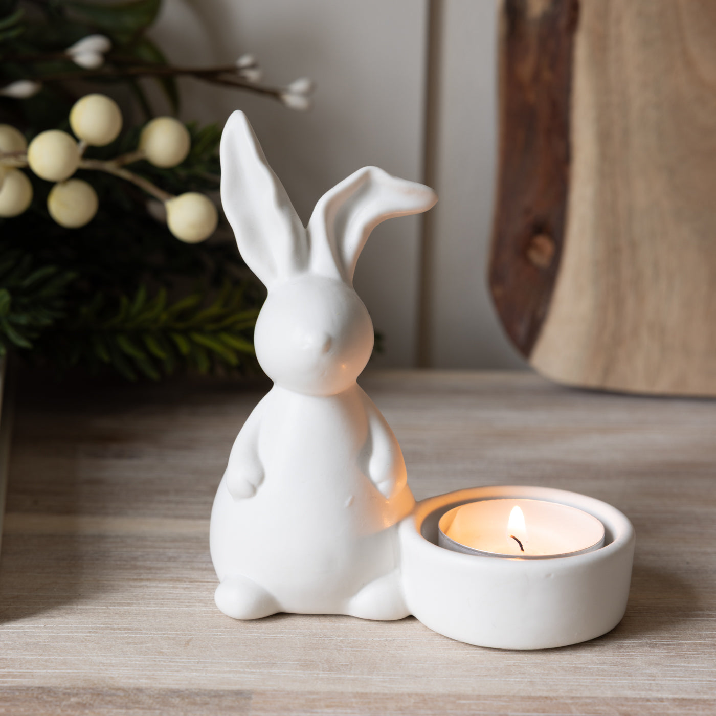 Porcelain Rabbit Tea Light Candle Holder