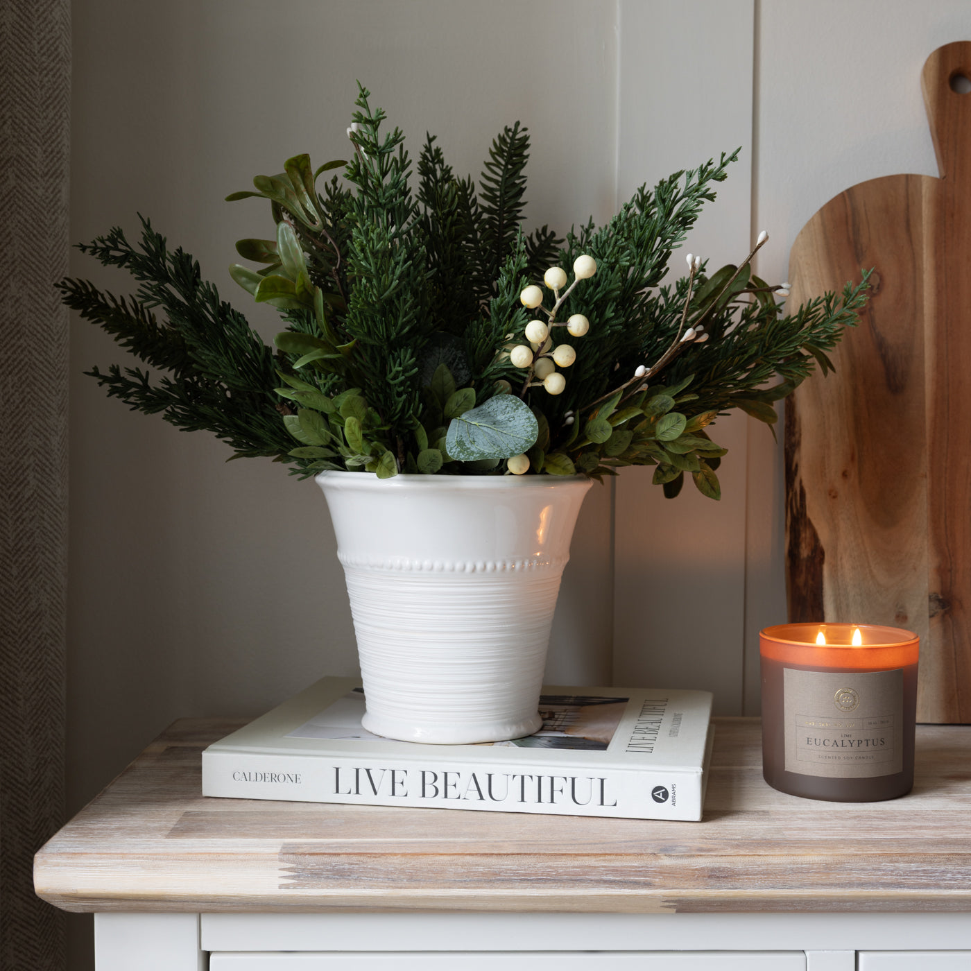 Livia White Textured Planter