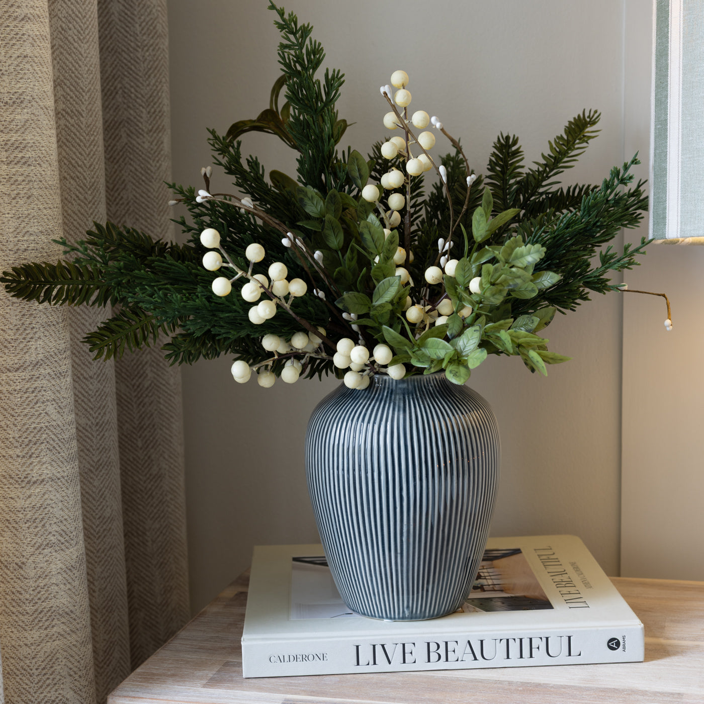 Ember Ribbed Blue Vase