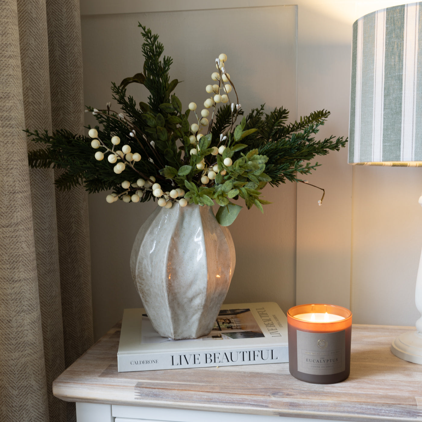 Donna Off White Speckled Ceramic Vase