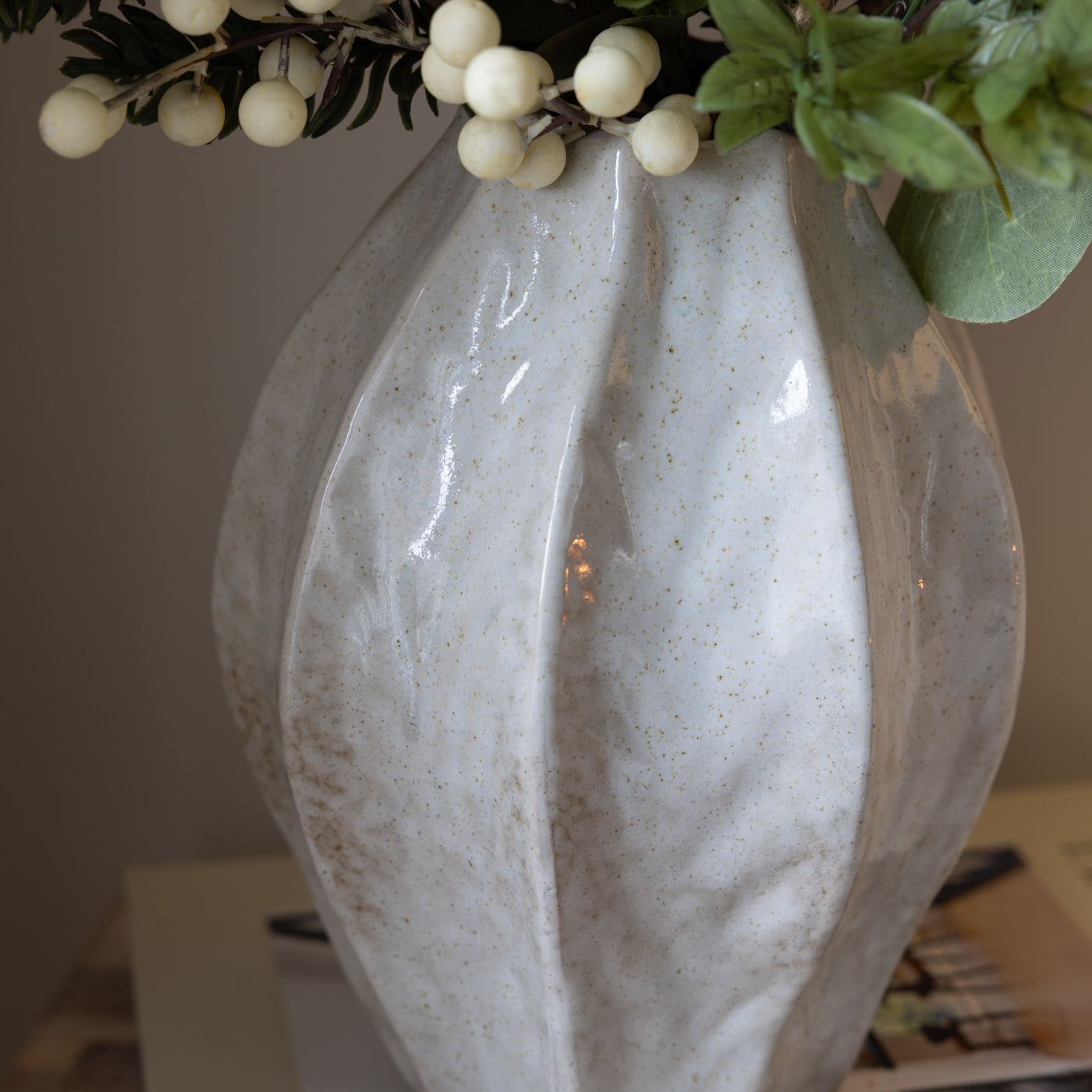 Donna Off White Speckled Ceramic Vase
