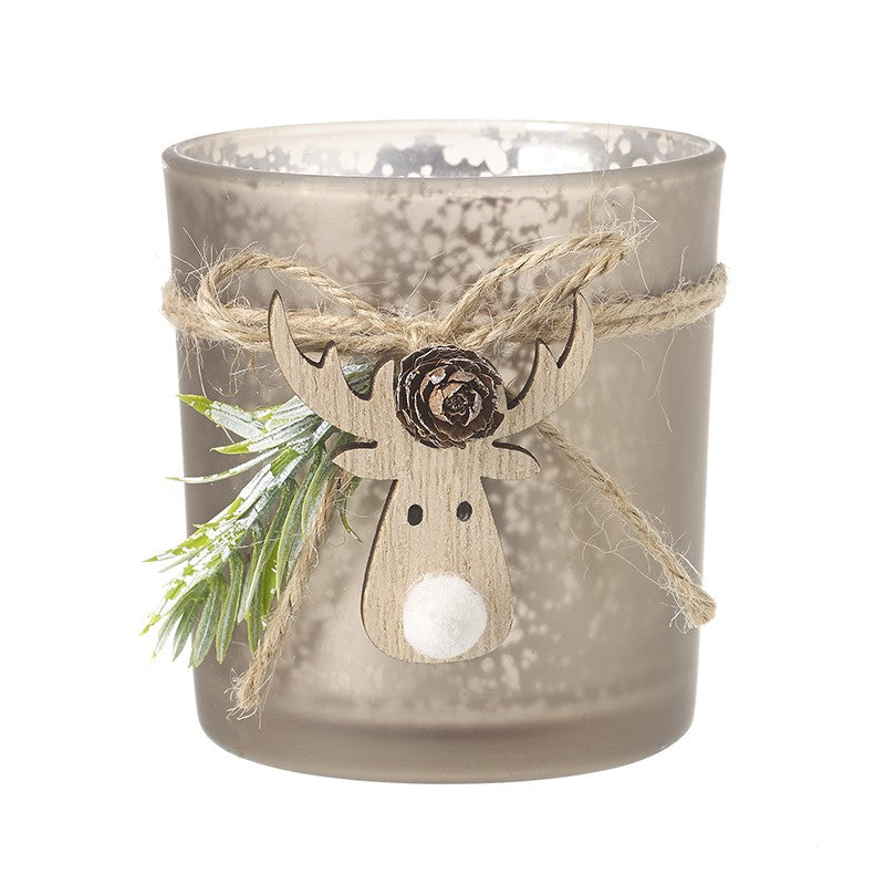 Brown Mottled Glass Reindeer T-Light