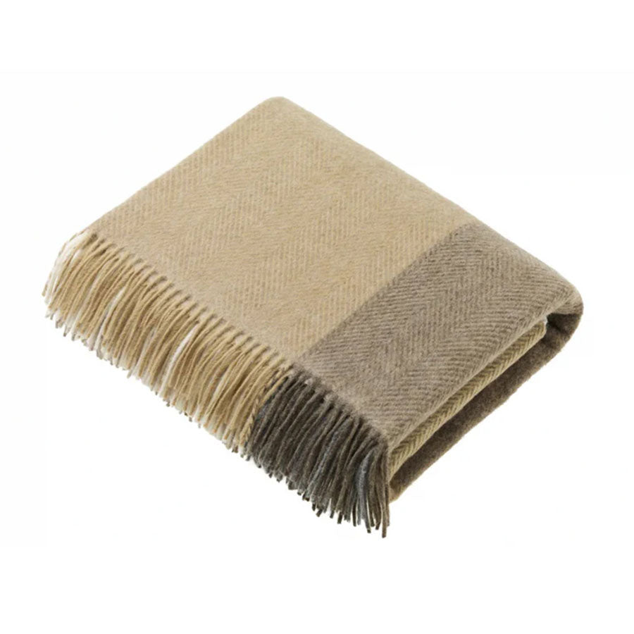 Bronte by Moon Block Check Harlequin Natural Grey Merino Lambswool Throw