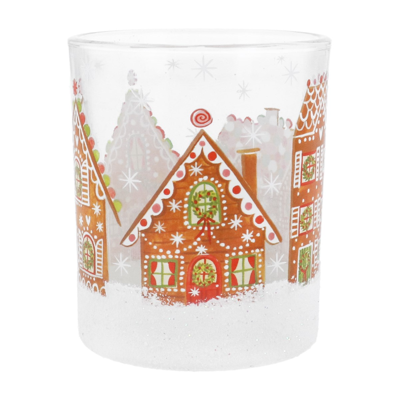Gingerbread House Glass Night Light Pot - Small