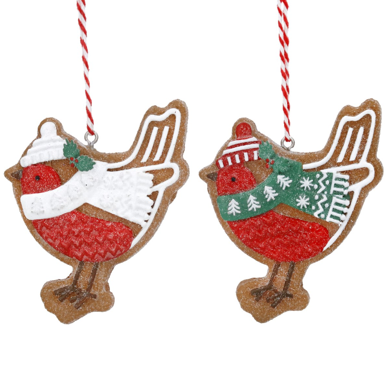 Gingerbread Robin Hanging Christmas Decorations