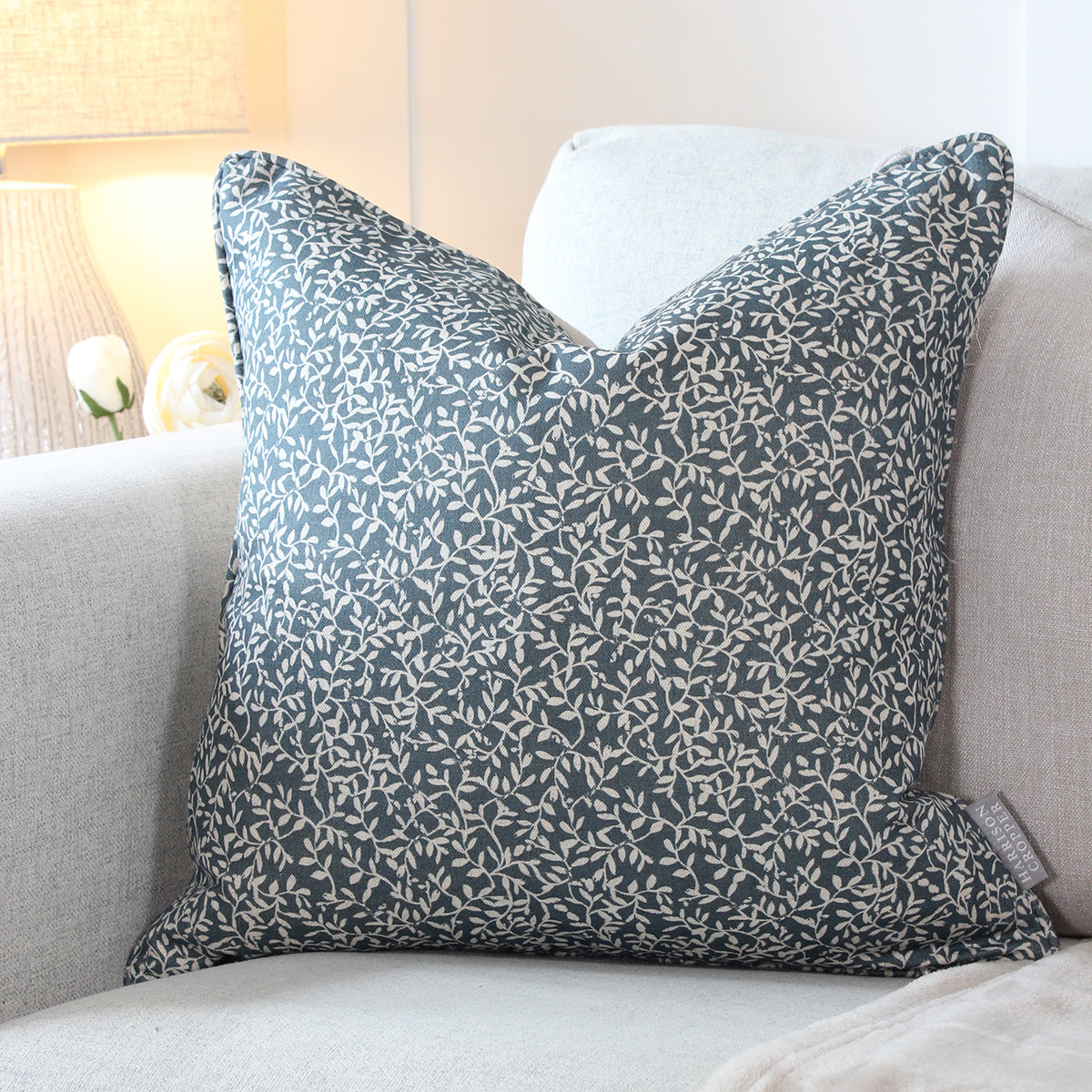 Villette Indigo Floral Square Cushion