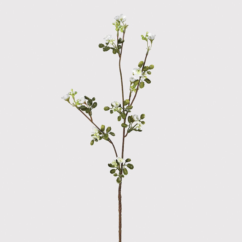 Faux White Wax Flower Stem with Leaves
