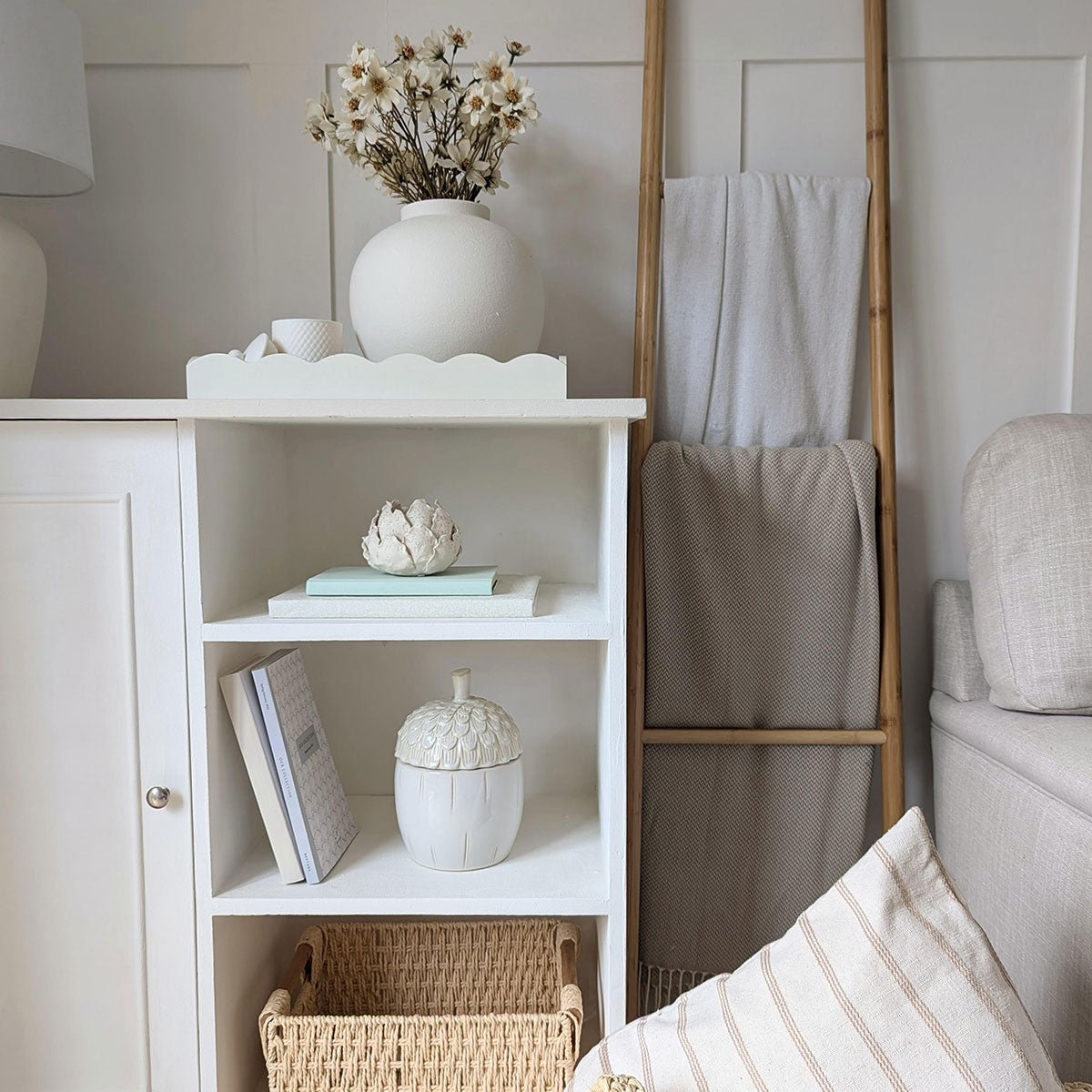 Ceramic White Acorn Jar