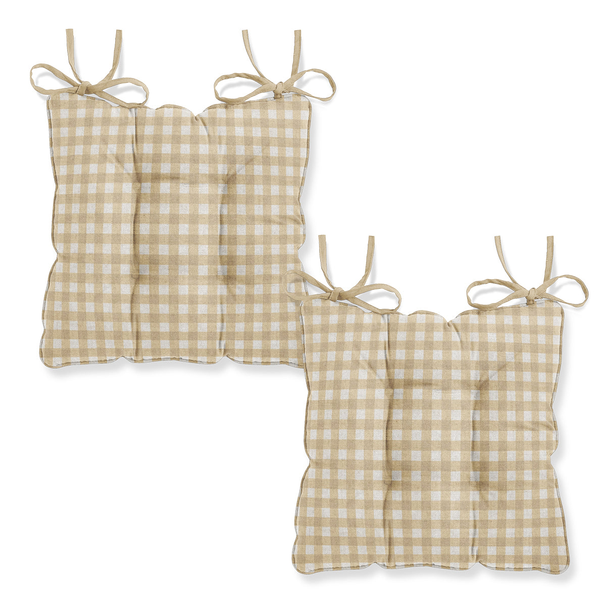 Hillcrest Sand Gingham Chair Seat Pad