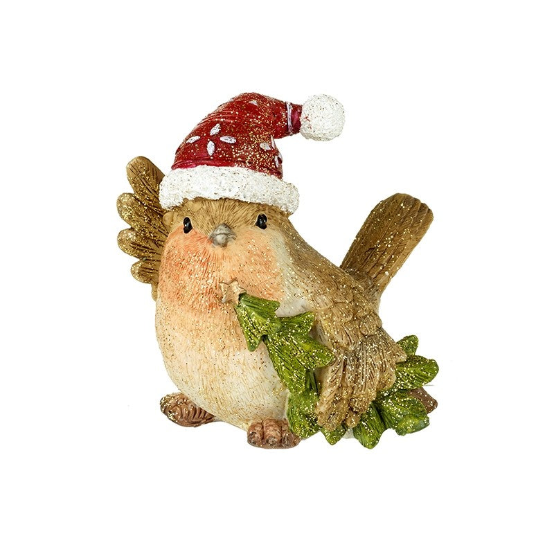 Bird in Festive Hat with Christmas Tree