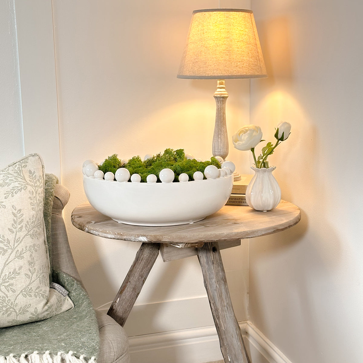 Ceramic White Bobble Edged Decorative Bowl