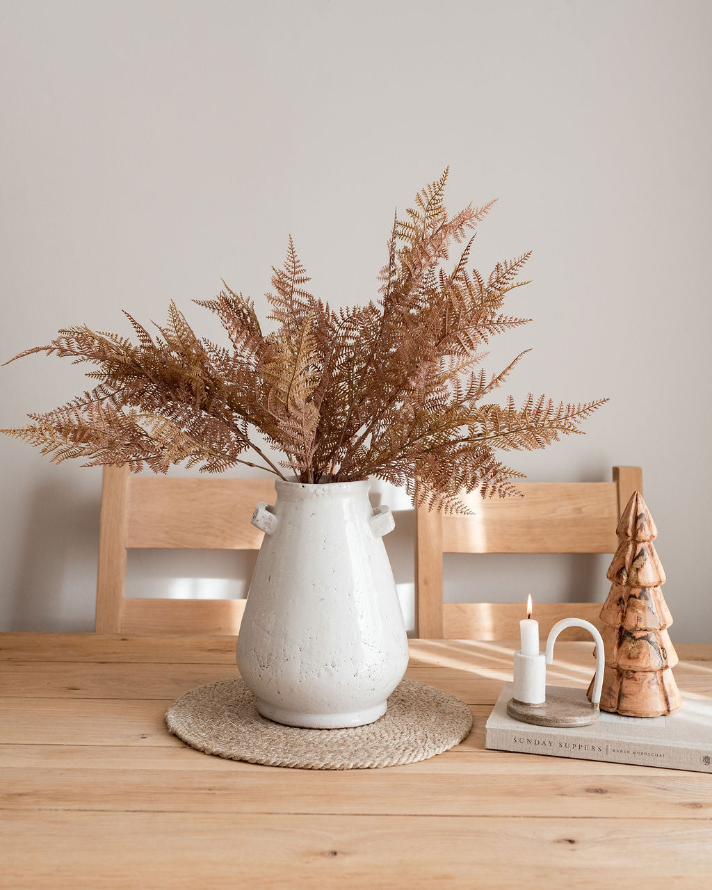 Terracotta Handled White Vase