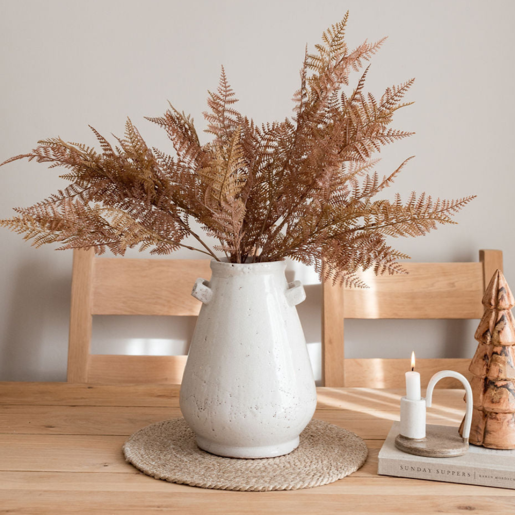 Terracotta Handled White Vase
