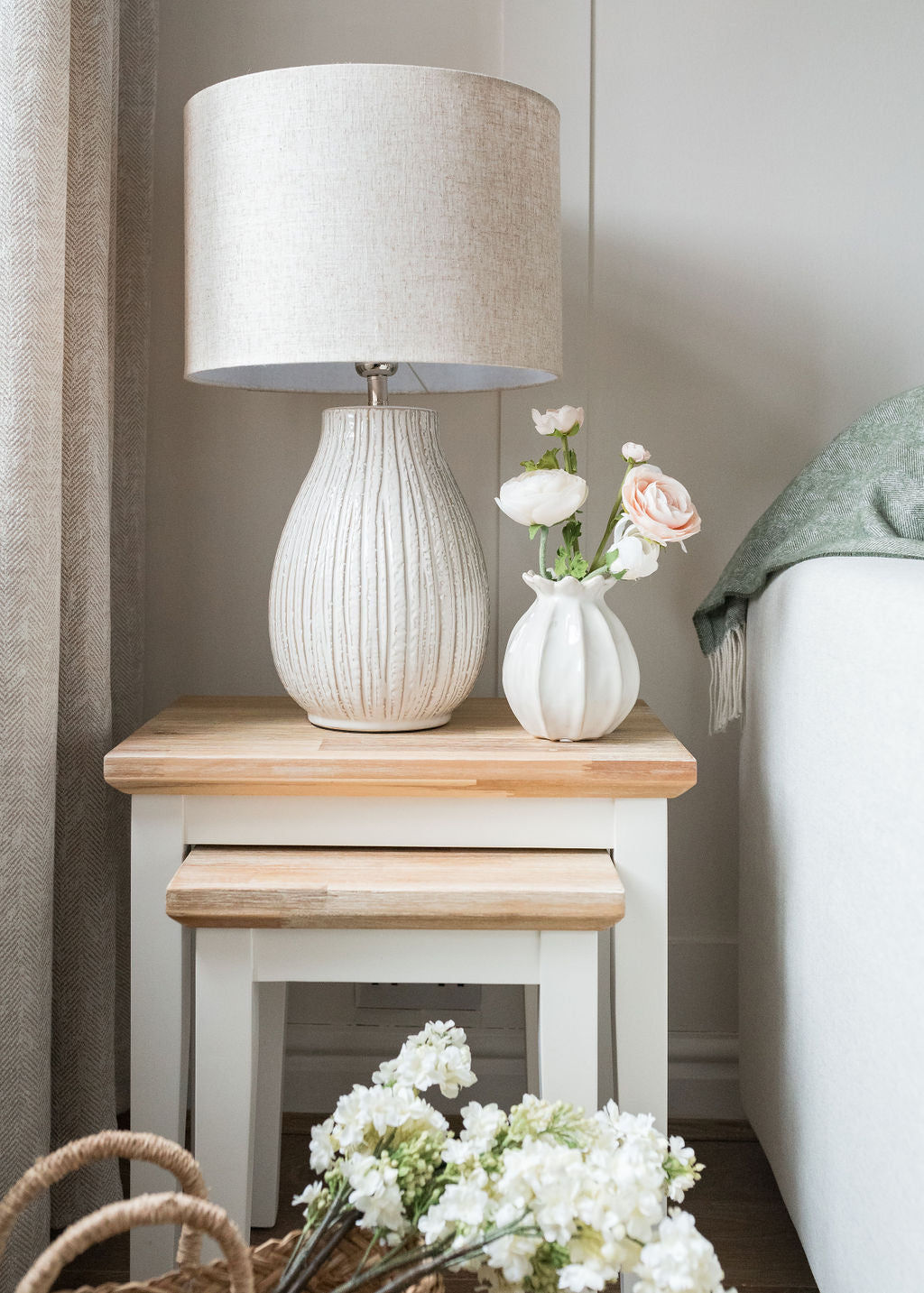 Bulbous Cream Table Lamp