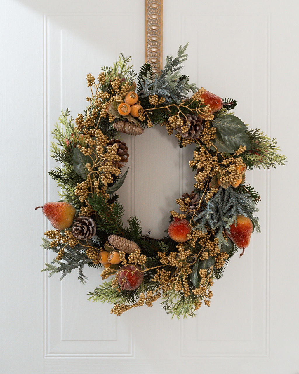 Beaded Fruit, Fir & Gold Berry Wreath