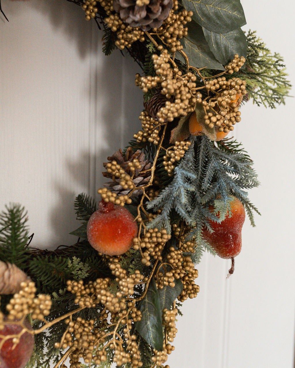 Beaded Fruit, Fir & Gold Berry Wreath