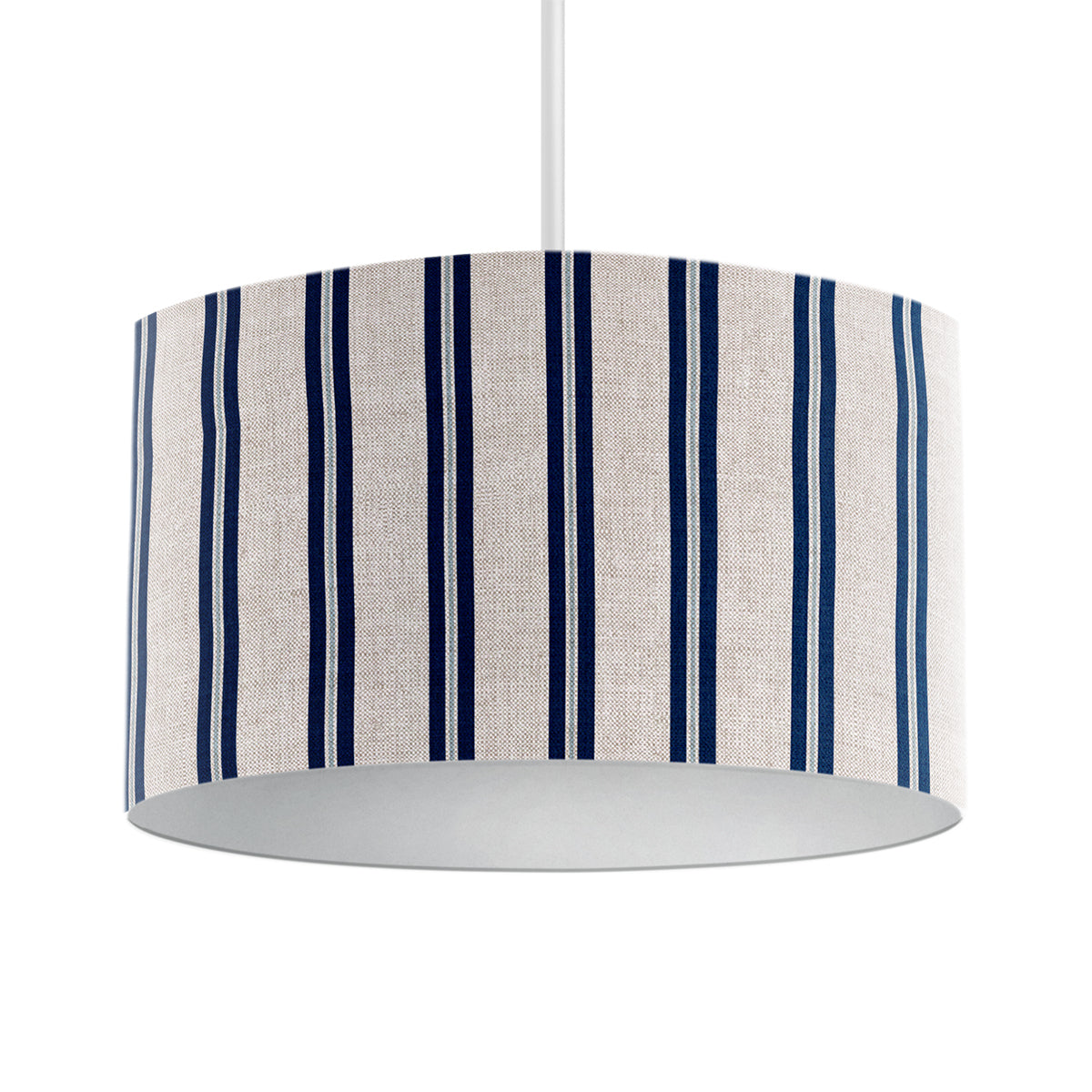 Winterfell Navy Blue Ticking Stripe Drum Lampshade