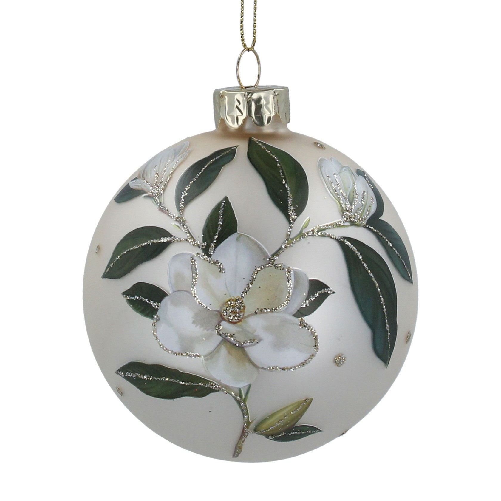 Matt Cream Magnolia Glass Bauble