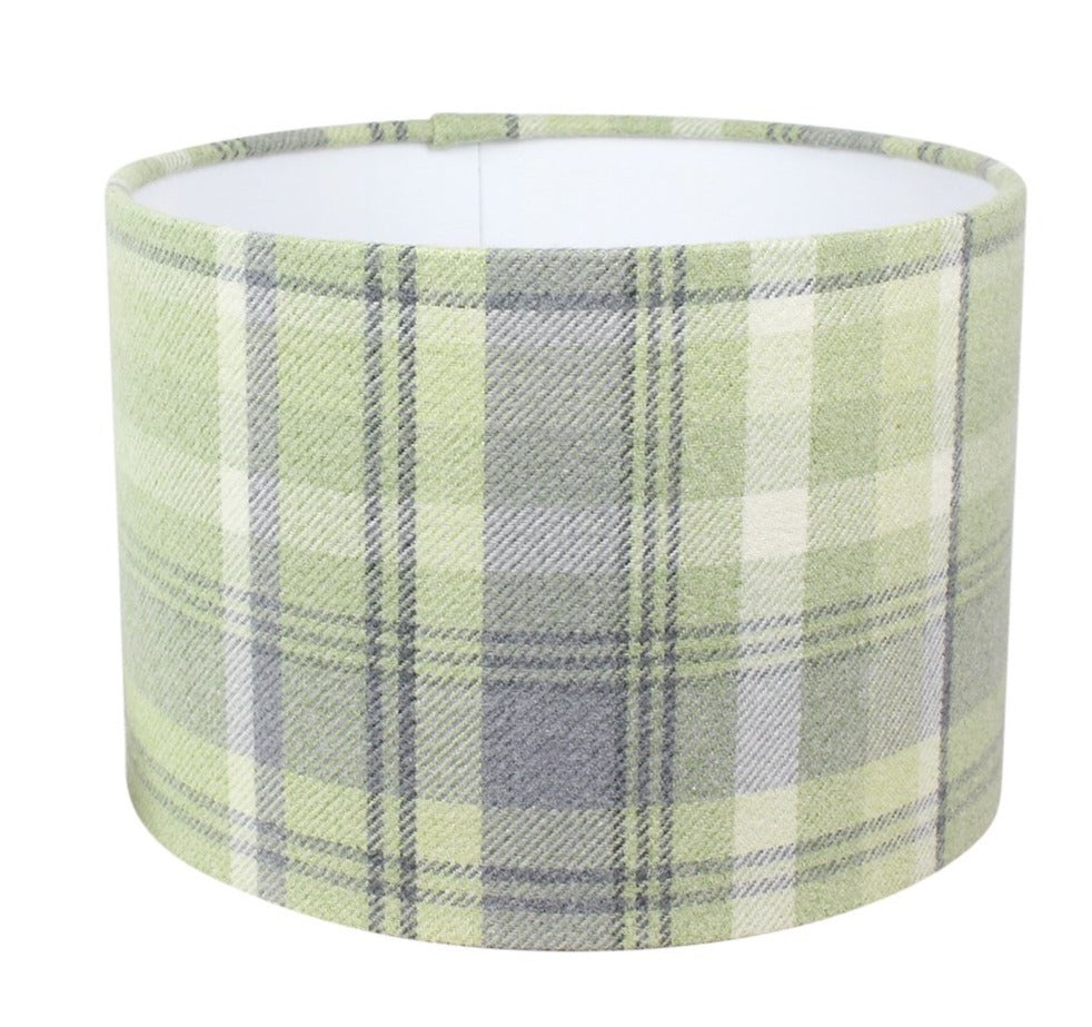 Elgin Sage Check Drum Lampshade