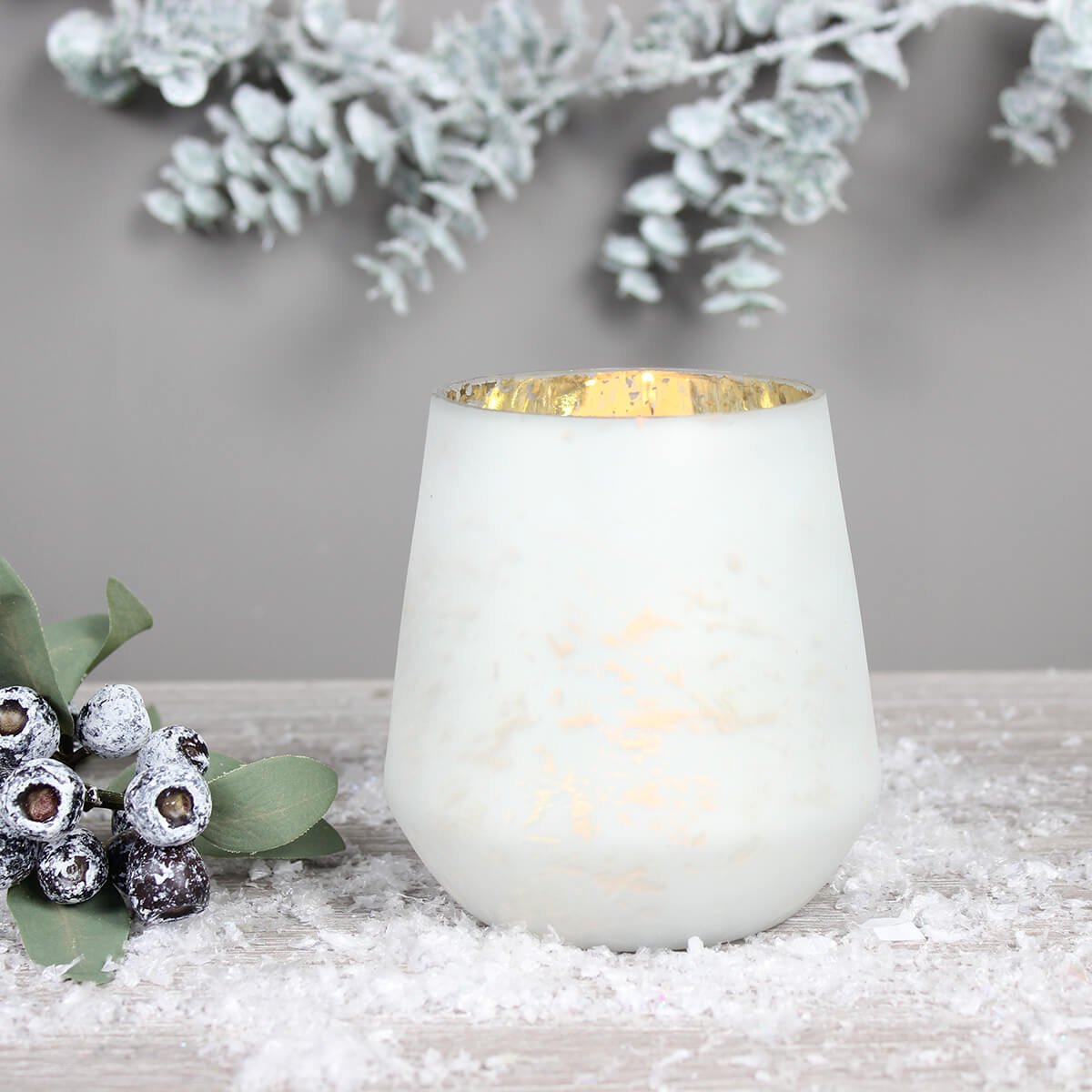 Medium White and Gold Tealight Holder