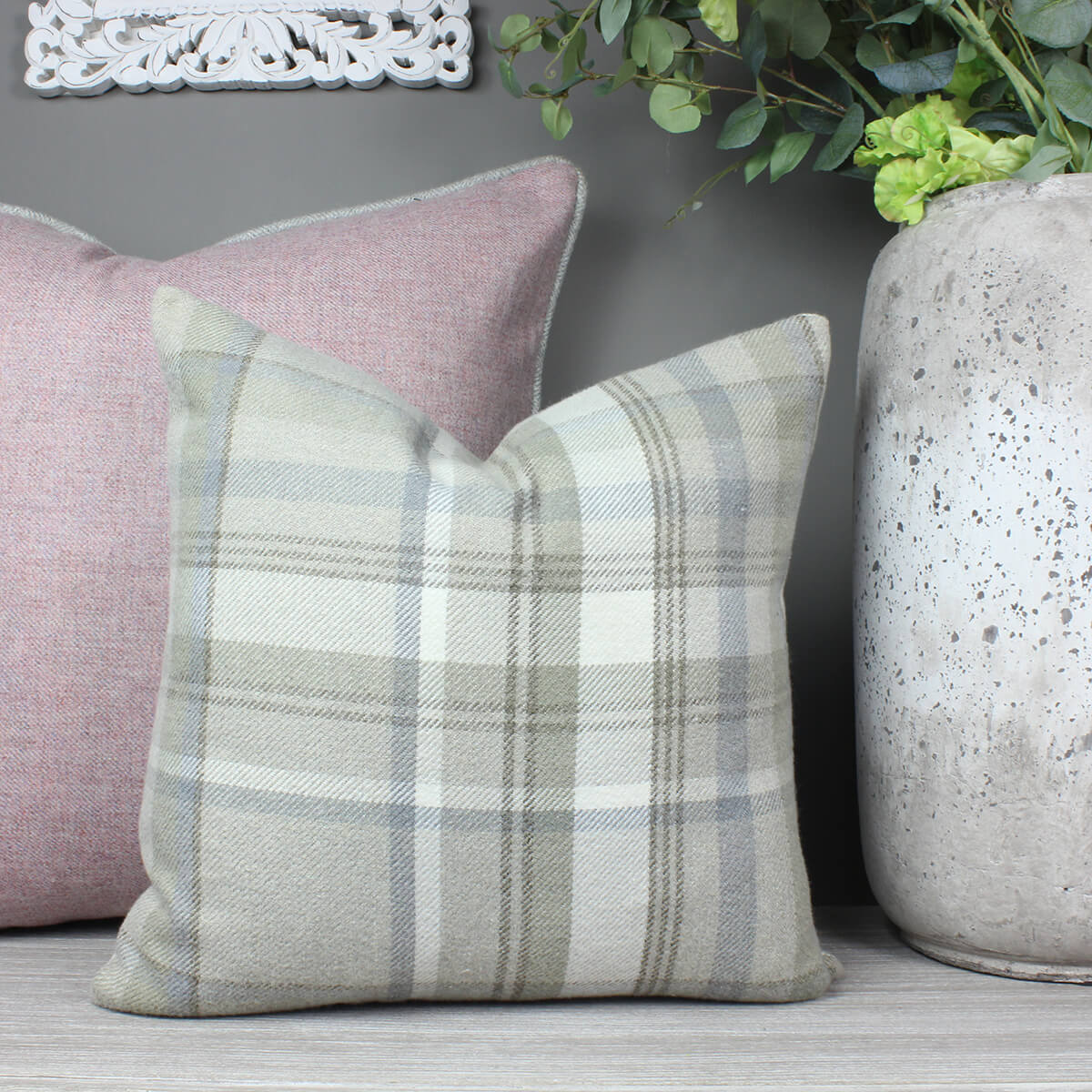 Elgin Taupe Skye Checked Cushion