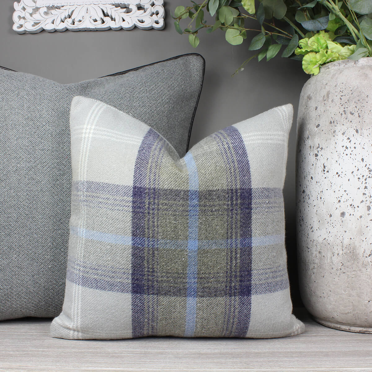 Oxford Blue Balmoral Checked Cushion