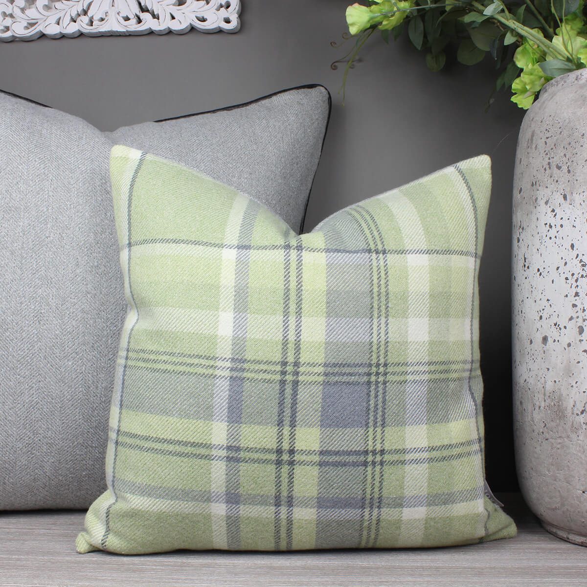 Sage Skye Checked Cushion