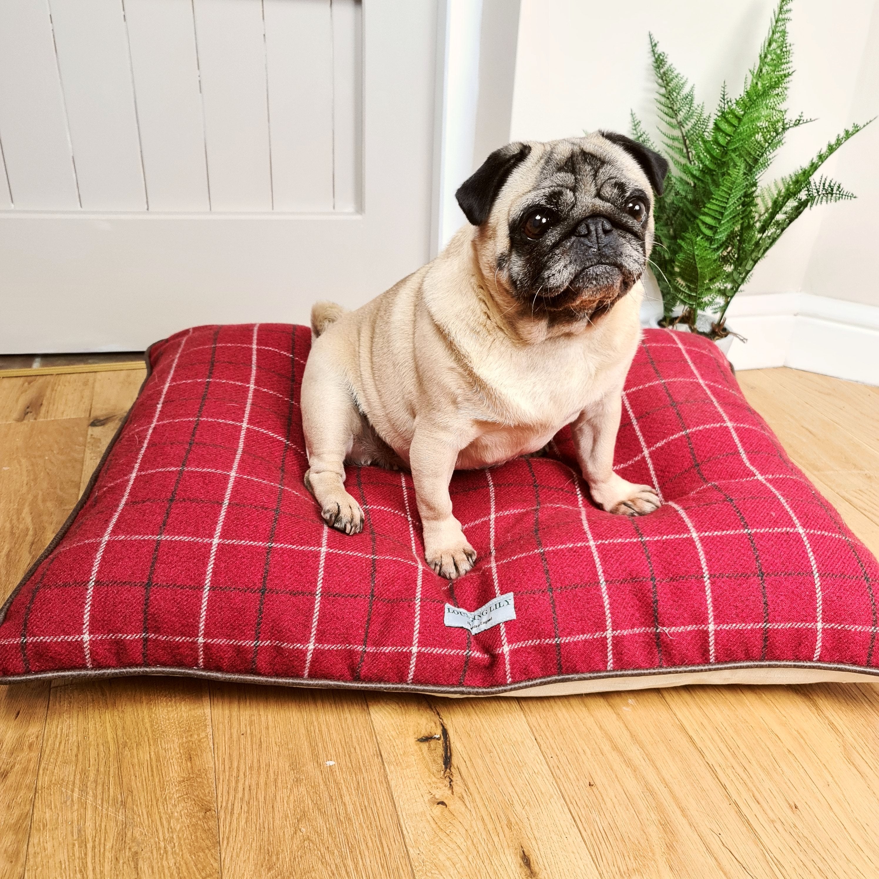 Red Checked Pillow Dog Bed