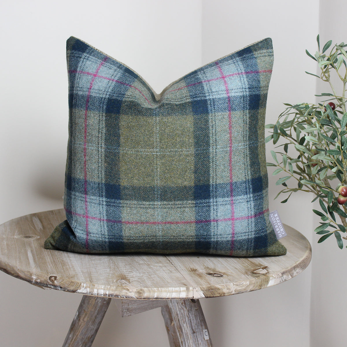 Skye Olivine Tweed Wool Cushion
