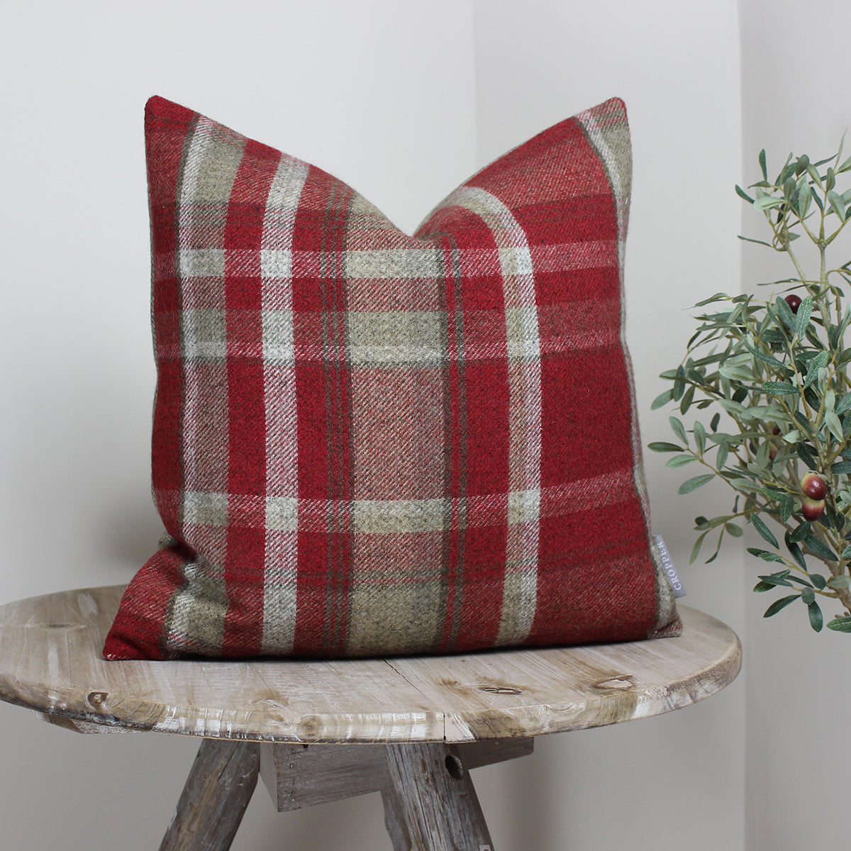Elgin Red Skye Checked Cushion